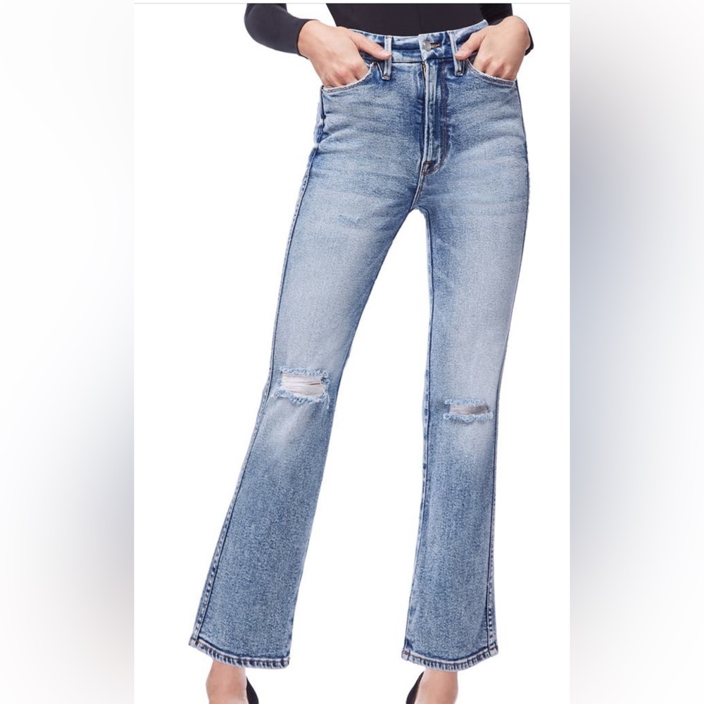 Good American Ankle-grazing straight legs super-high rise jeans WORN ONCE